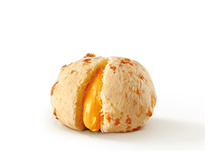 Pão de queijo recheado com molho com queijo tipo cheddar