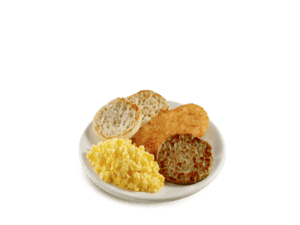 Huevos Revueltos con Salchicha y Muffin